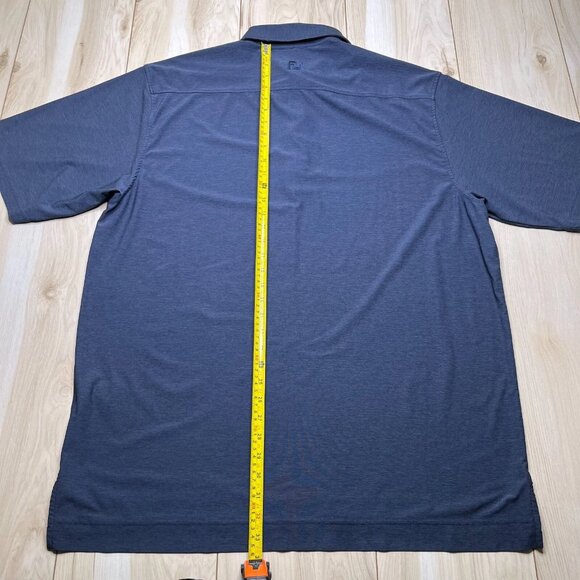FootJoy Mens Navy Texture Print Stretch Pique Golf Polo T-Shirt Size X-Large - Picture 9 of 9